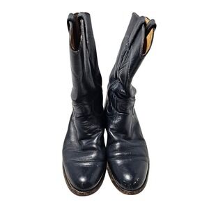 Justin Cowboy Boots Womens 5A Navy Blue Leather Roper Western L3057